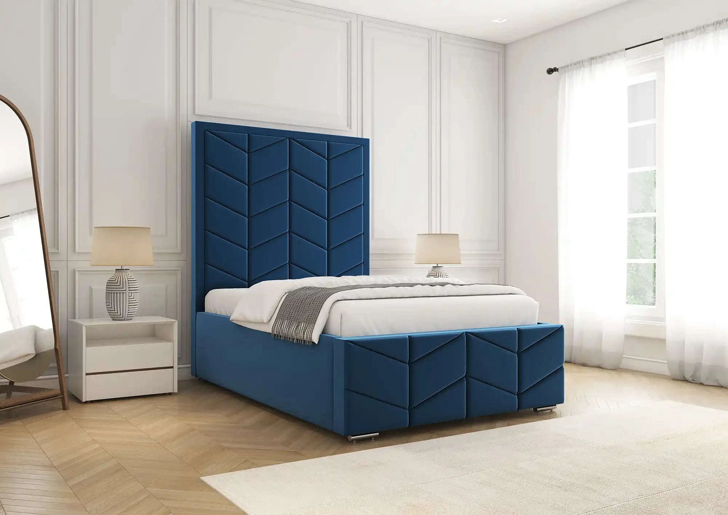 Jasmine Bed Frame Royal Blue Plush Bsspoke