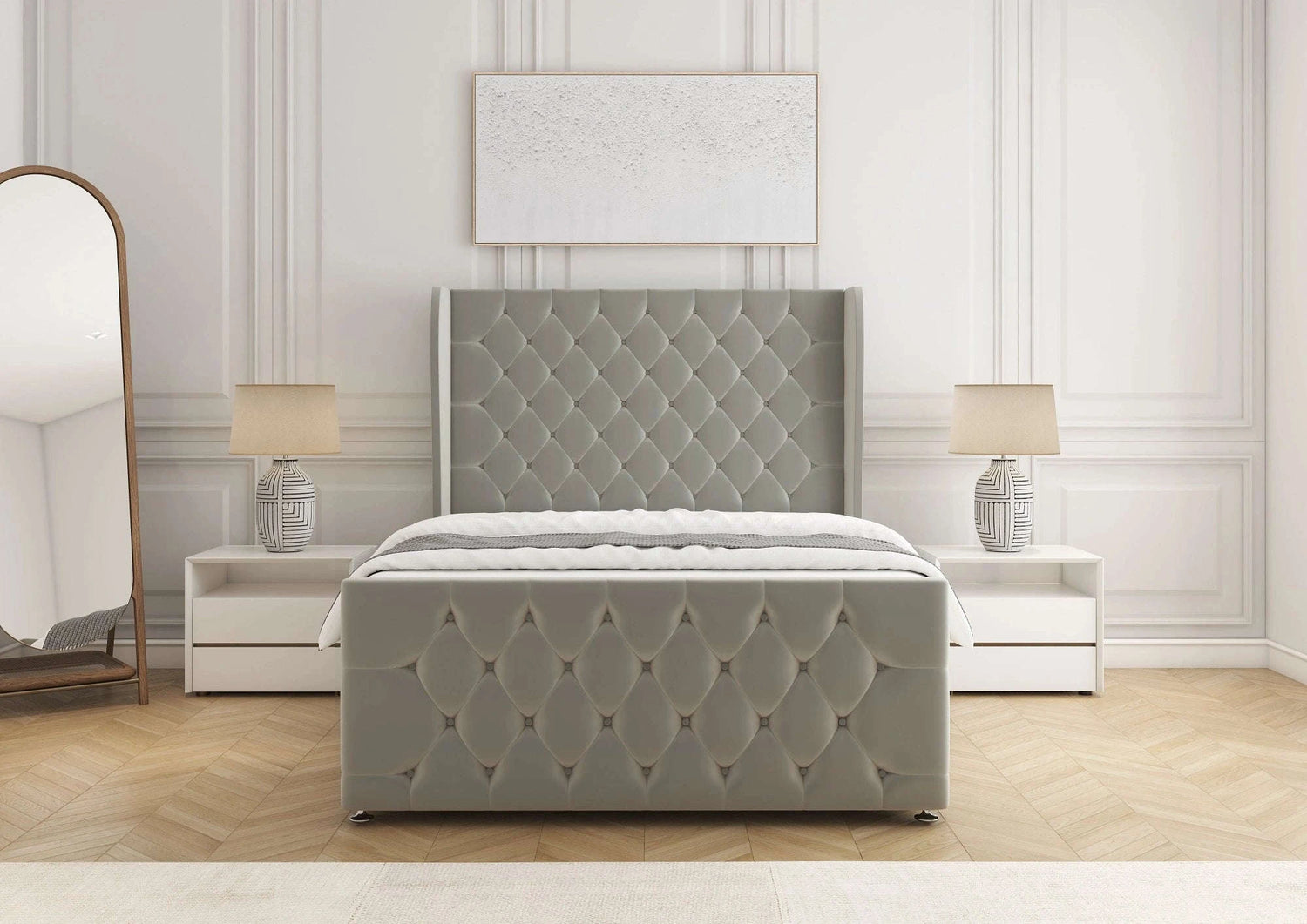 Anna Storage Divan Bed with Drawers – Silver Plush Bsspoke