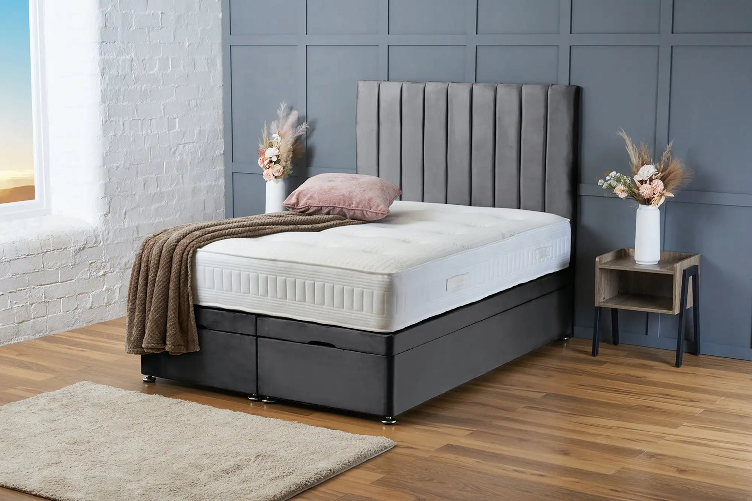 Aria Divan Ottoman grey Plush