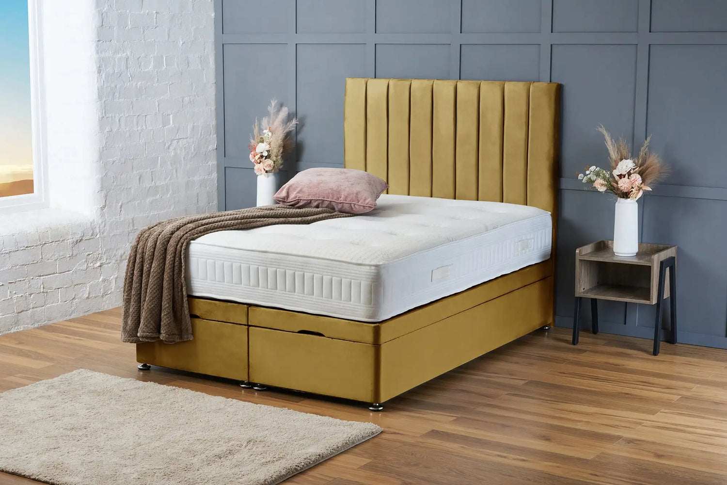 aria Divan Ottoman Mustard Plush
