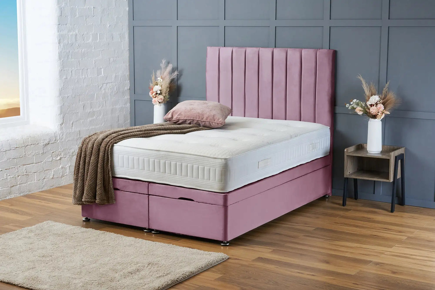 Aria Divan Ottoman Pink Plush