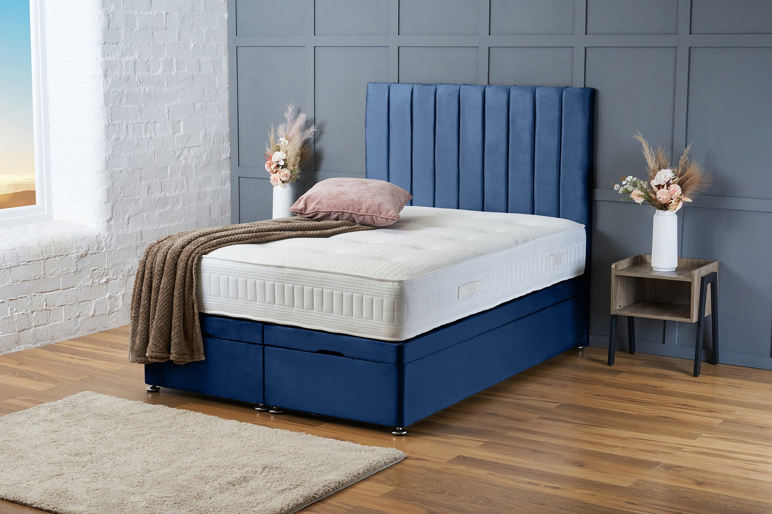 Aria Divan Ottoman Royal Blue Plush