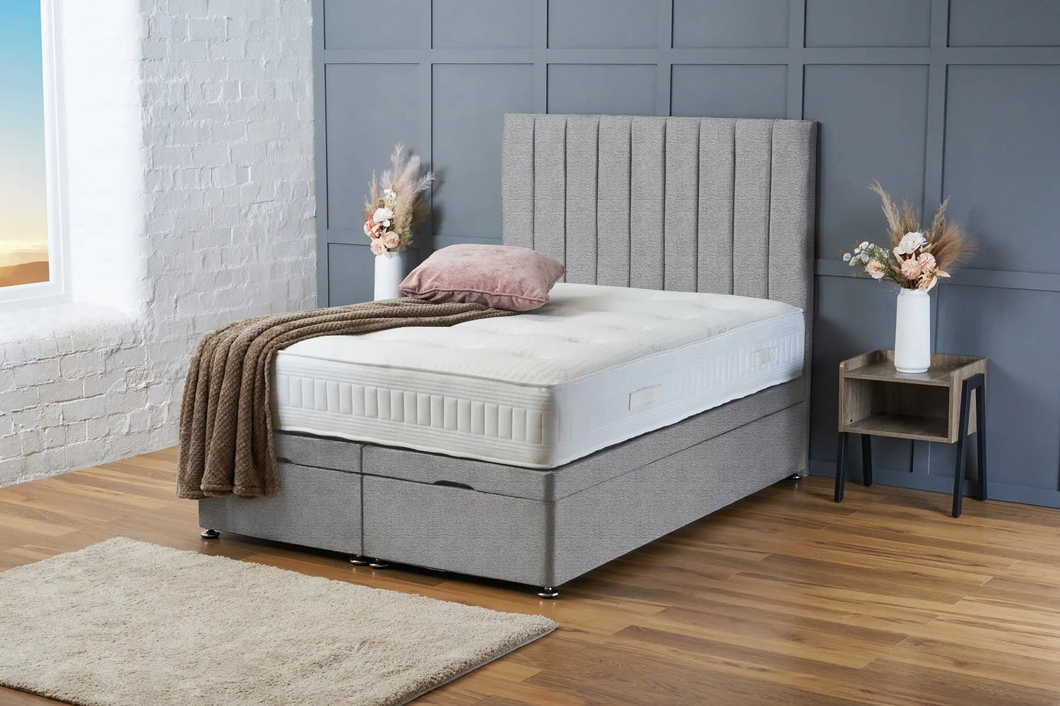 Aria Divan Ottoman Seal Grey Naples