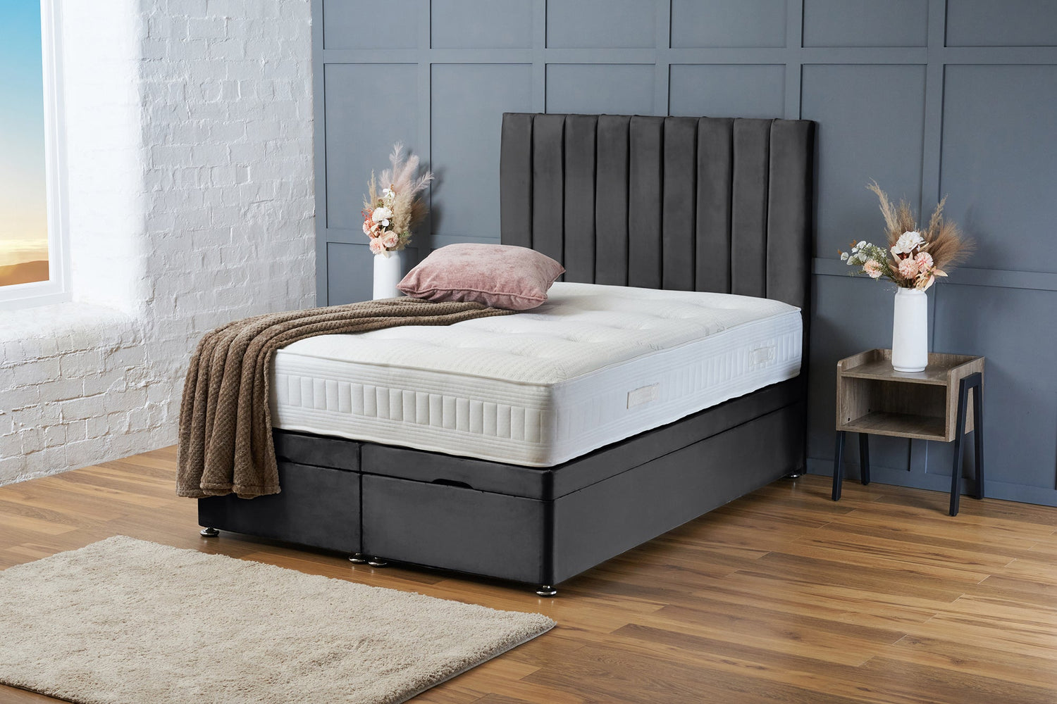 Aria Divan Ottoman Steel Plush