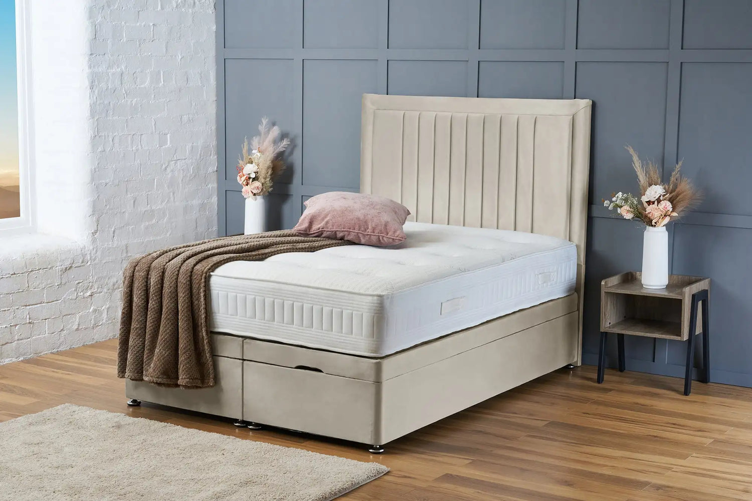 Canes Divan Ottoman Cream Plush