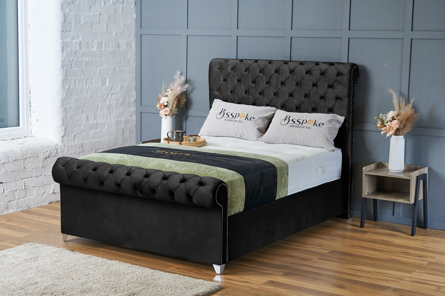 Daisy Bed Frame Black Plush