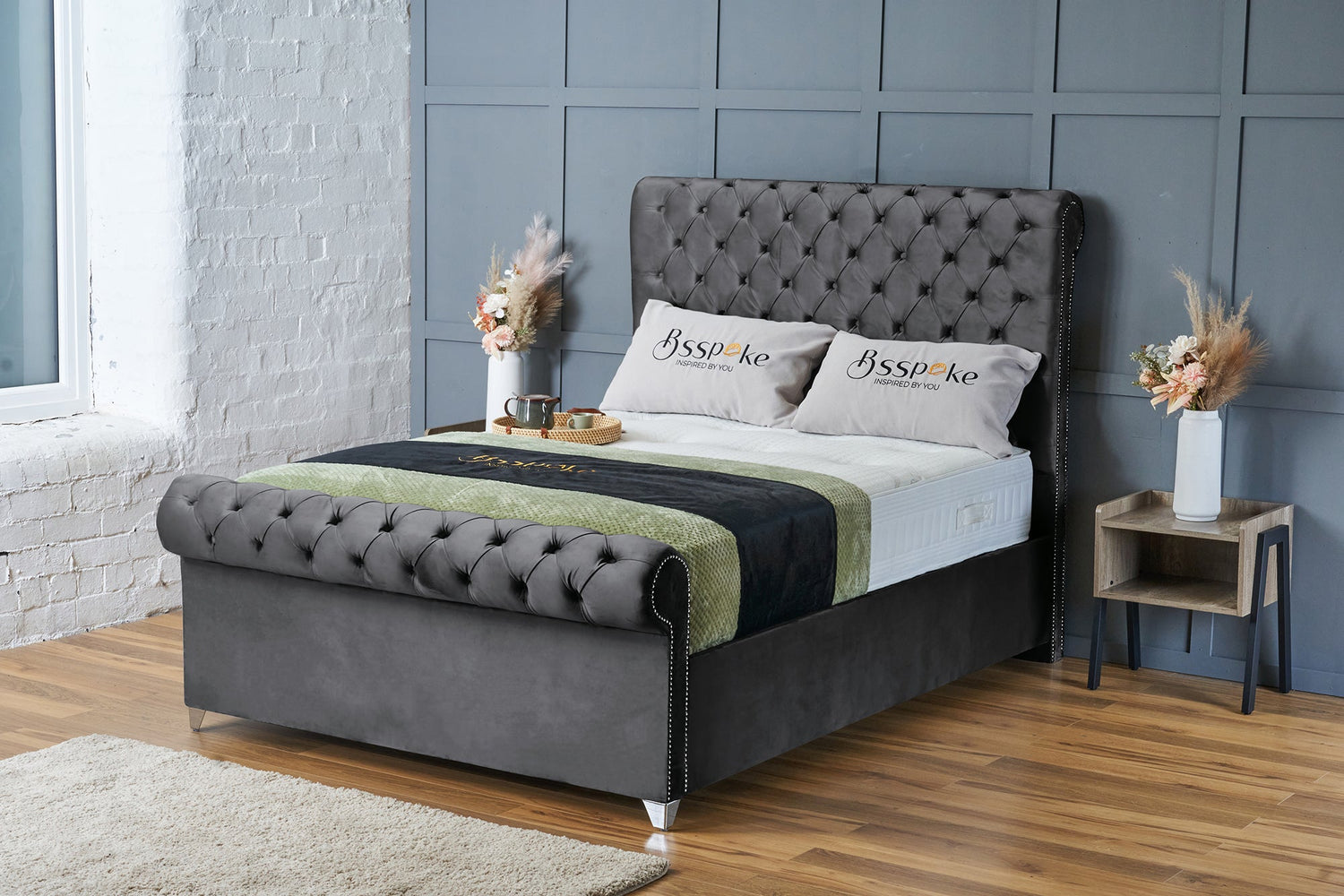 Daisy Bed Frame Grey Plush