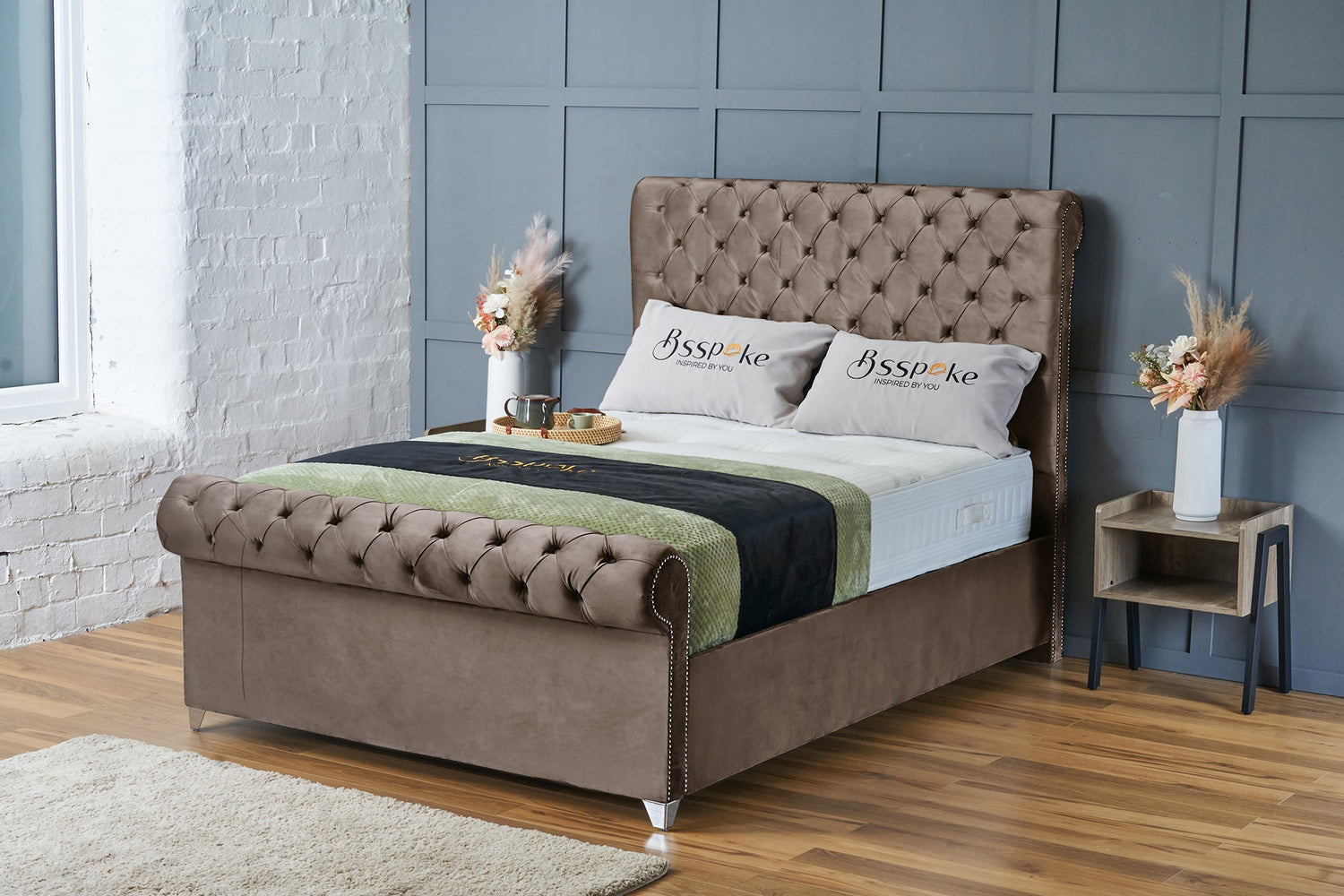 Daisy Bed Frame Mink Plush