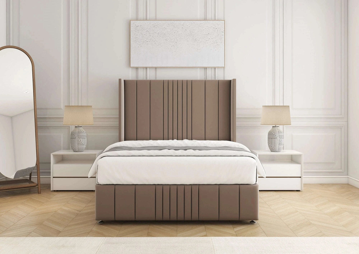 Elise Divan Bed with Headboard – Mink Plush Bsspoke