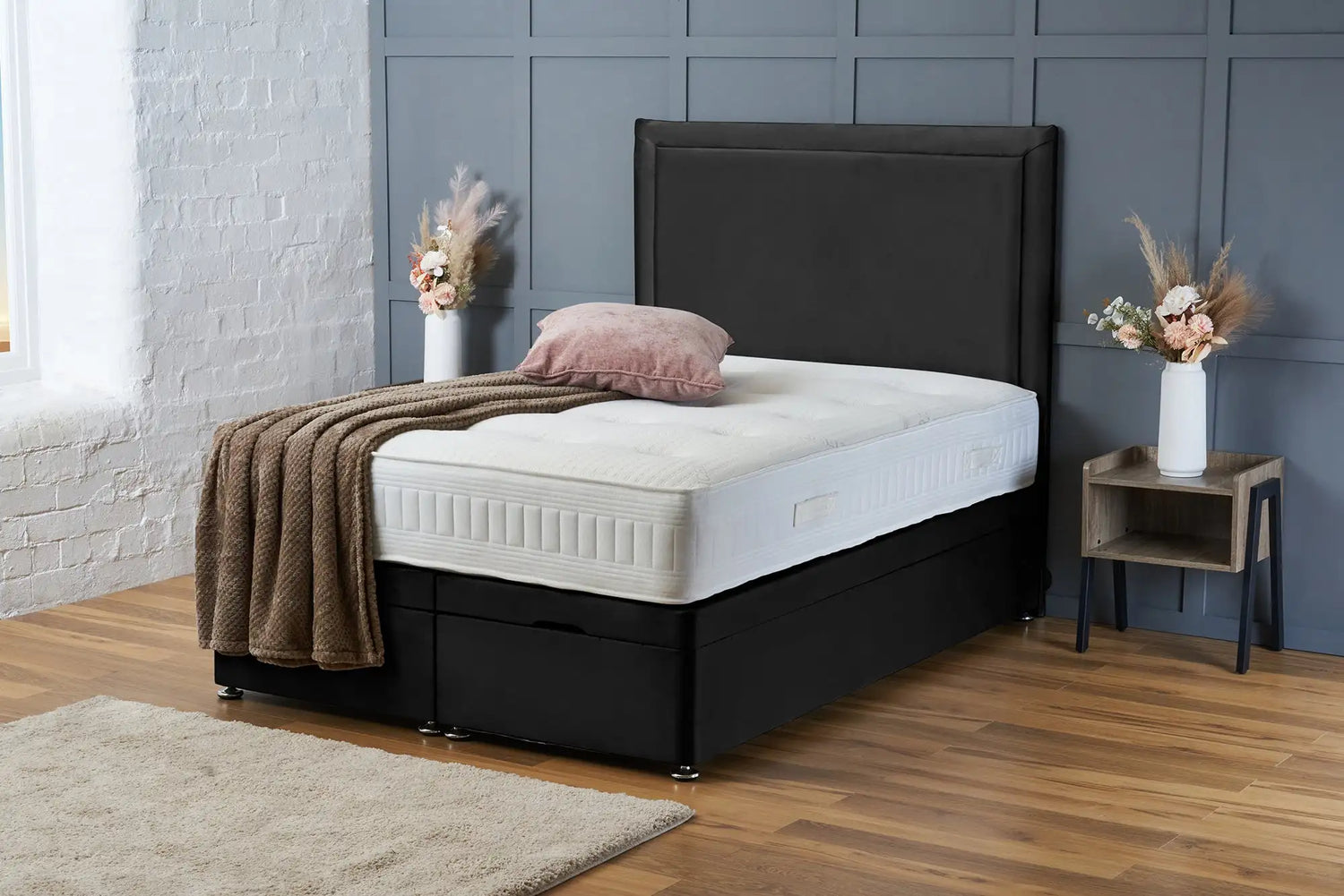 Ella Divan Ottoman Black Plush