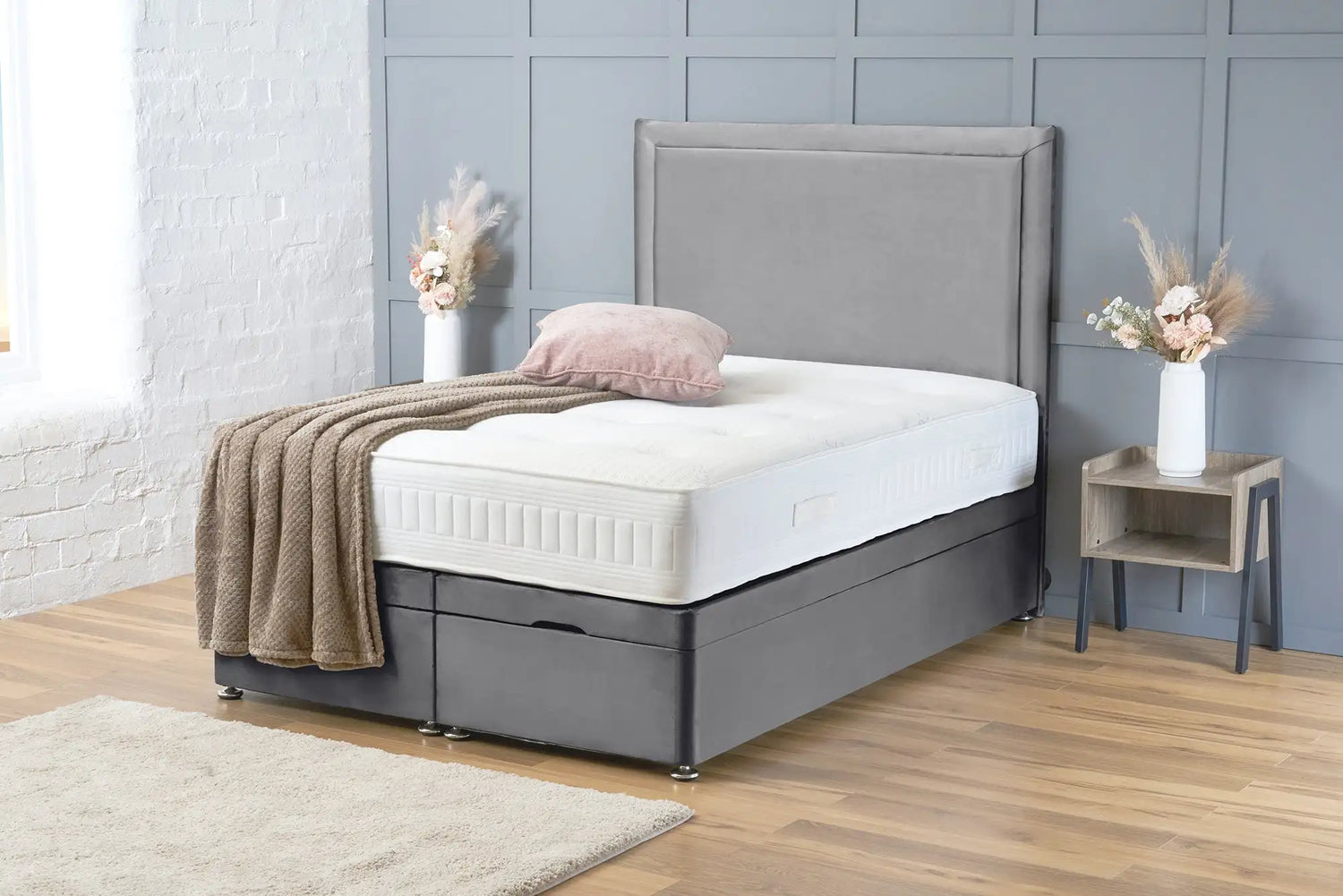 Ella Divan Ottoman Grey Plush