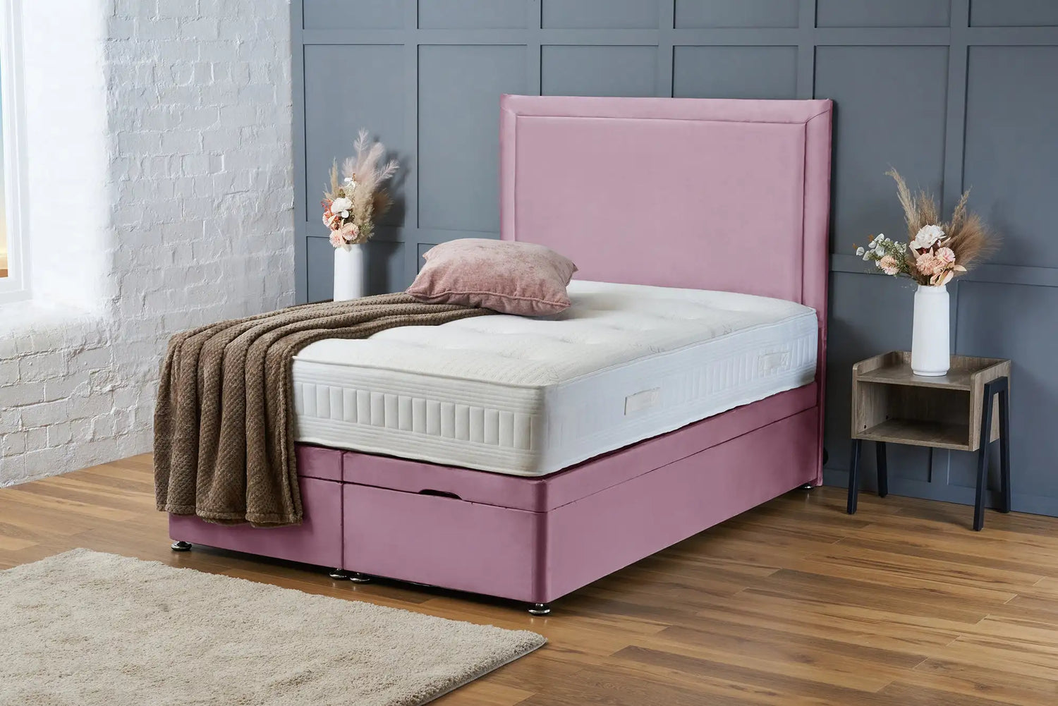 Ella Divan Ottoman Pink Plush