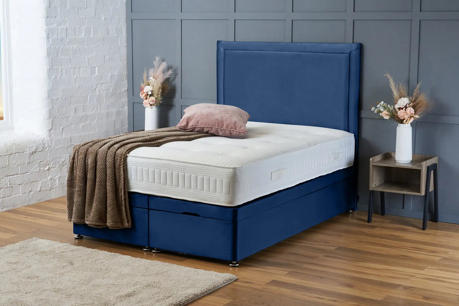 Ella Divan Ottoman Royal Blue Plush