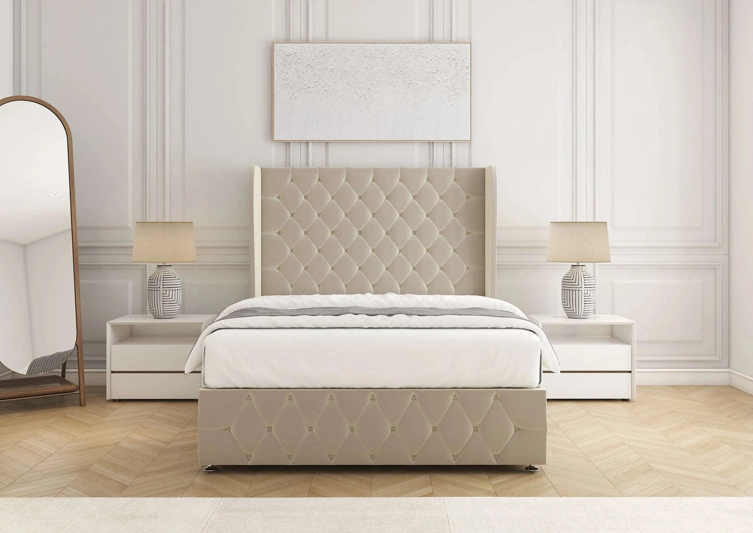 Faye Divan Bed with 2 Drawers – Cream Plush Bsspoke