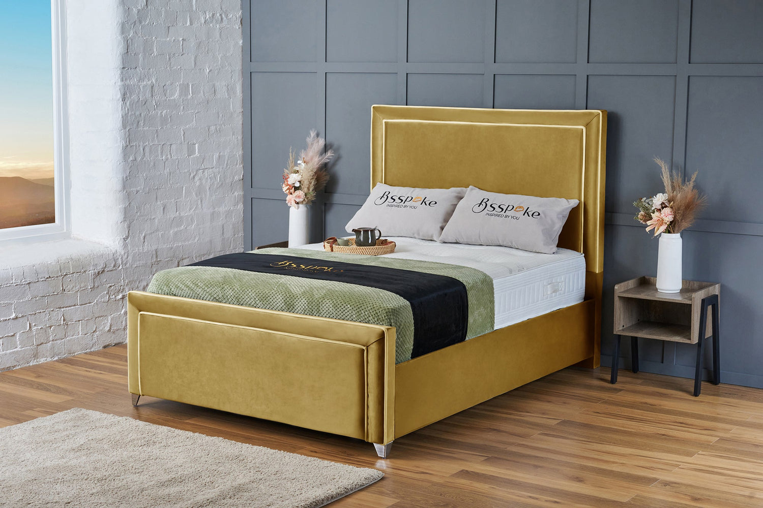 Lila Bed Frame Mustard Plush