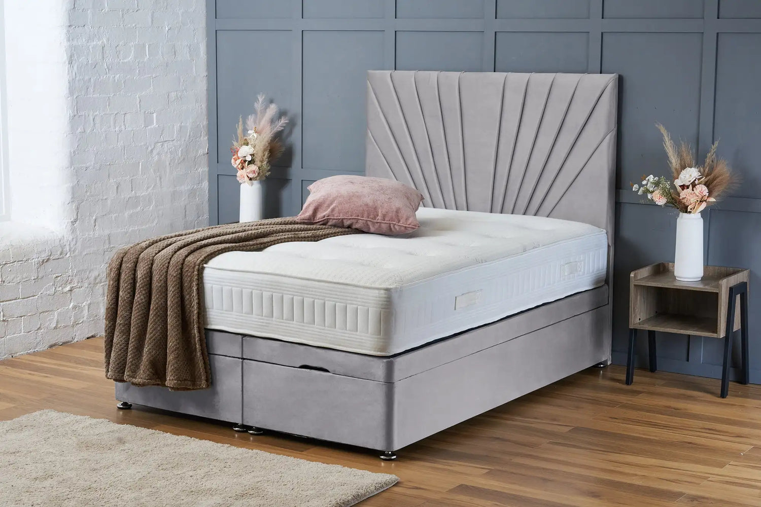Maria Divan Ottoman Grey Plush