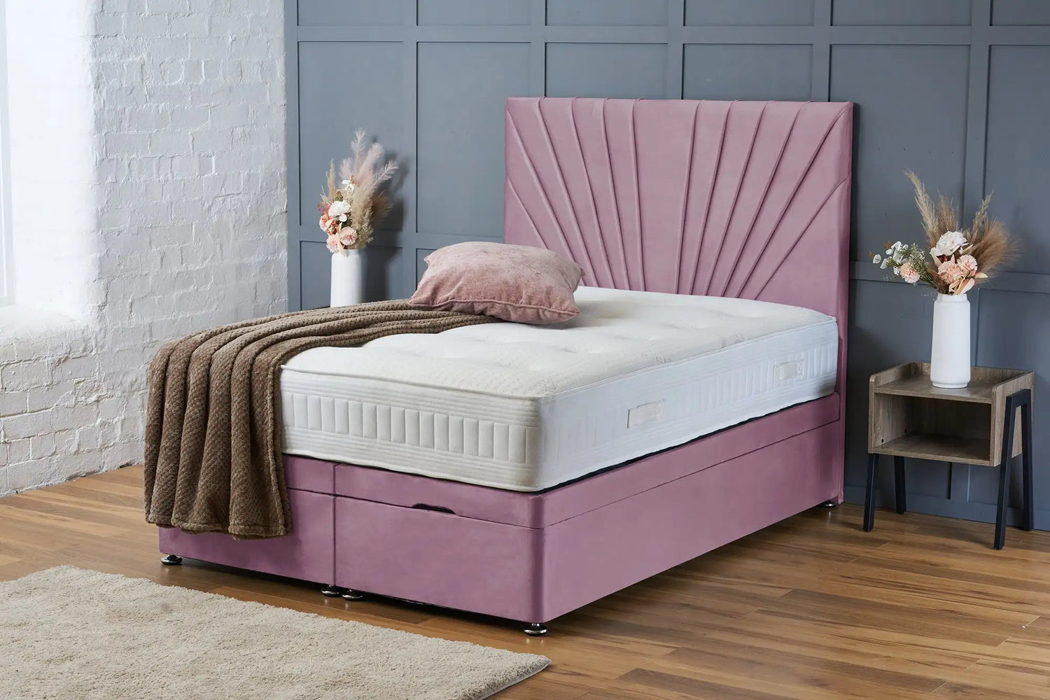 Maria Divan Ottoman Pink Plush