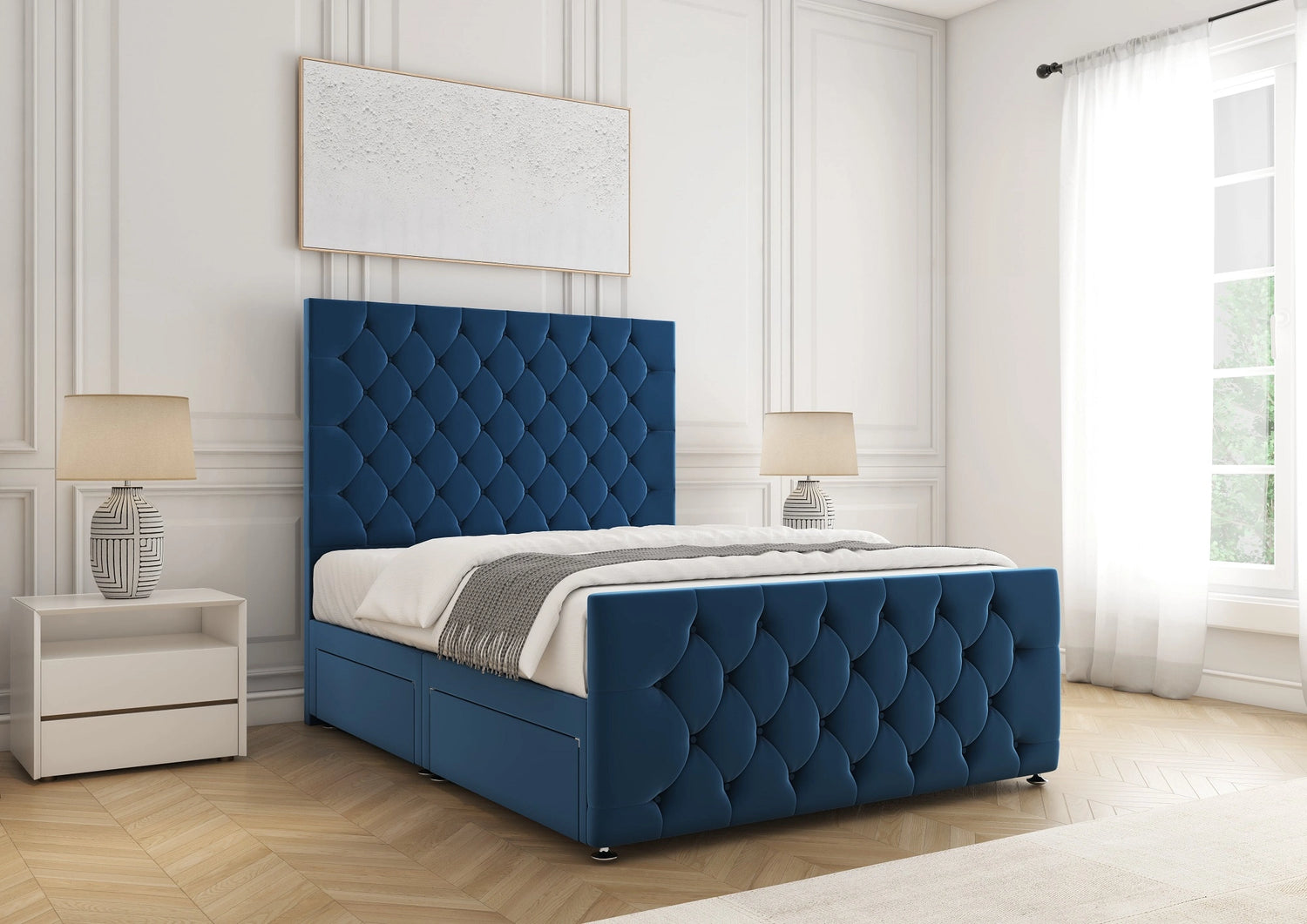 Maya Divan Bed Royal Blue Plush
