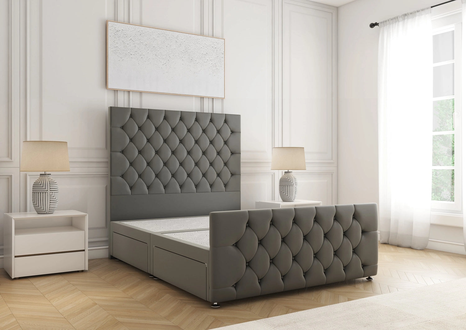 Maya Divan Bed Grey Plush