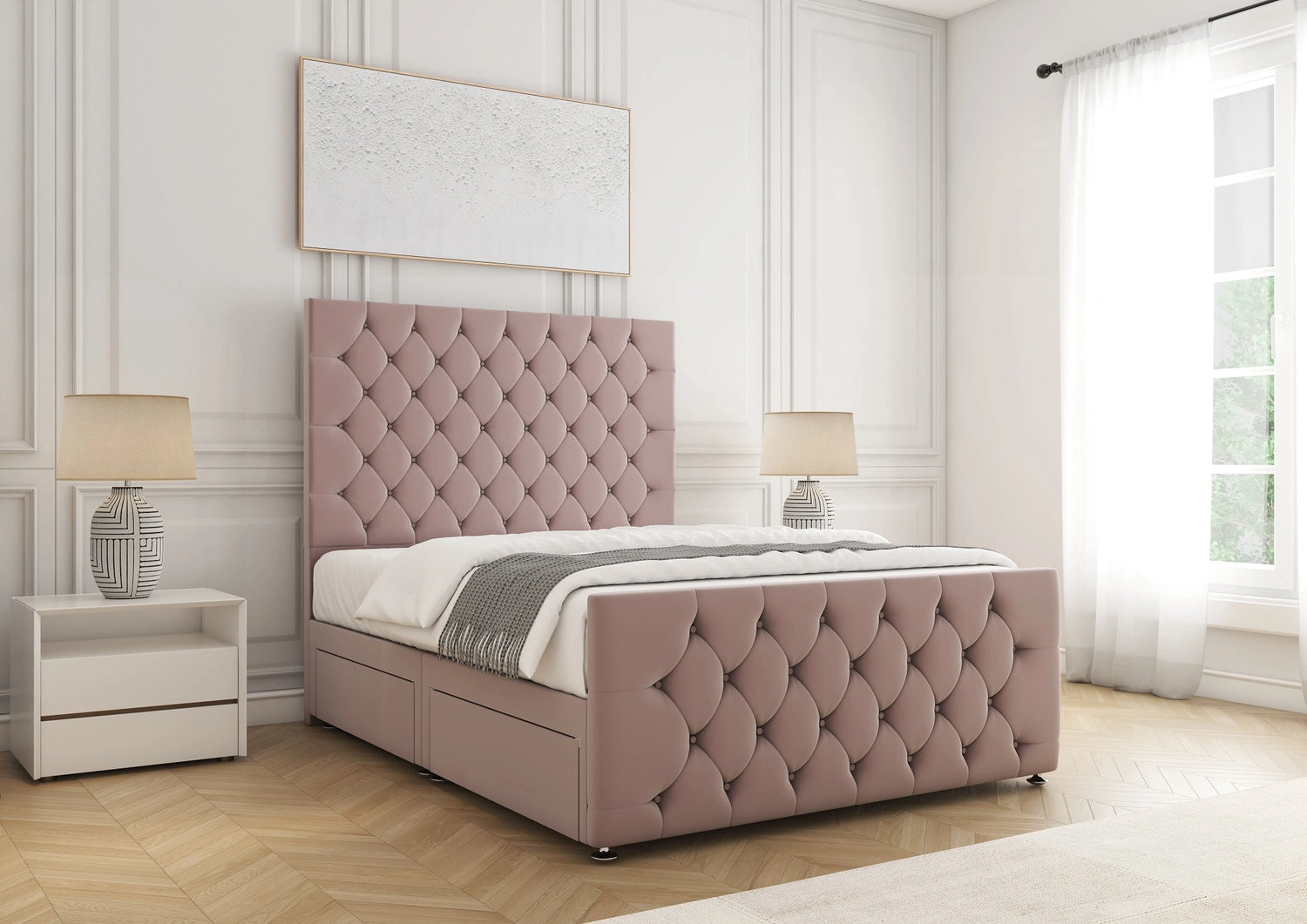 Maya Divan Bed Pink Plush