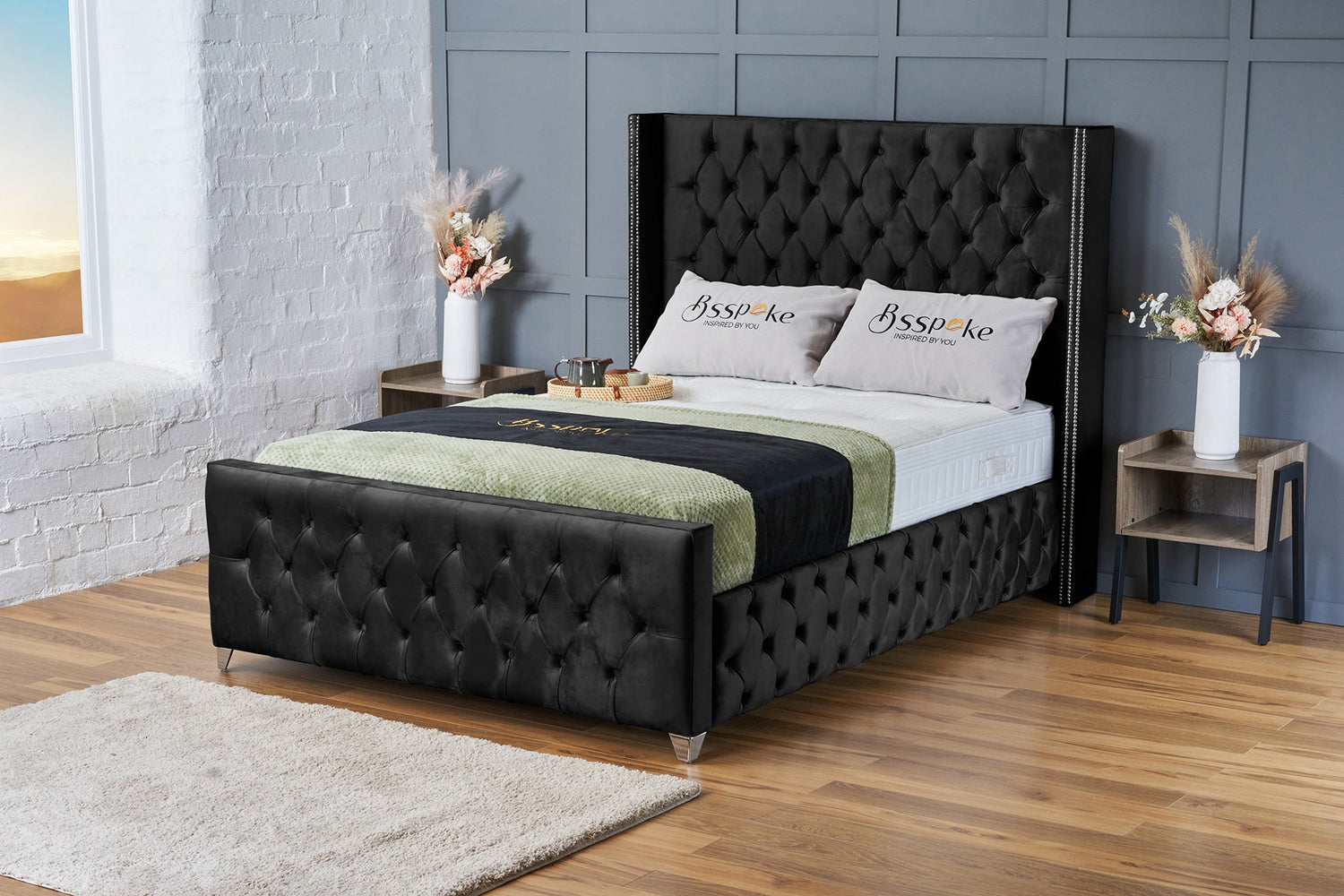 Mayfair Bed Frame Black Plush