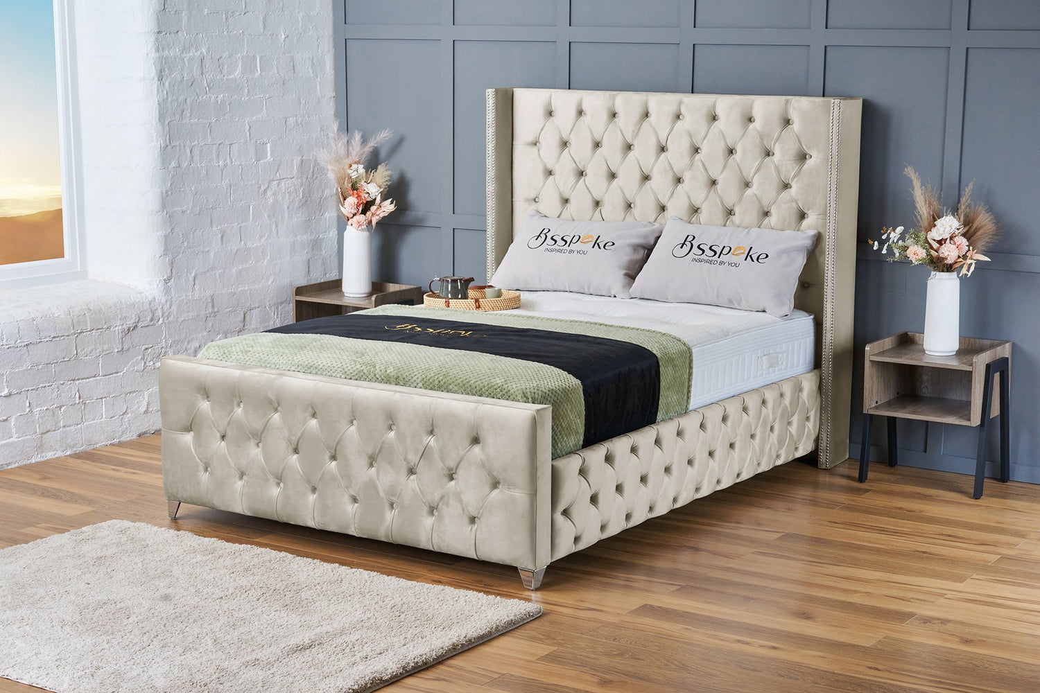 Mayfair Bed Frame Cream Plush