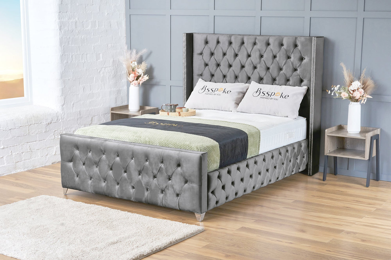Mayfair Bed Frame Grey Plush