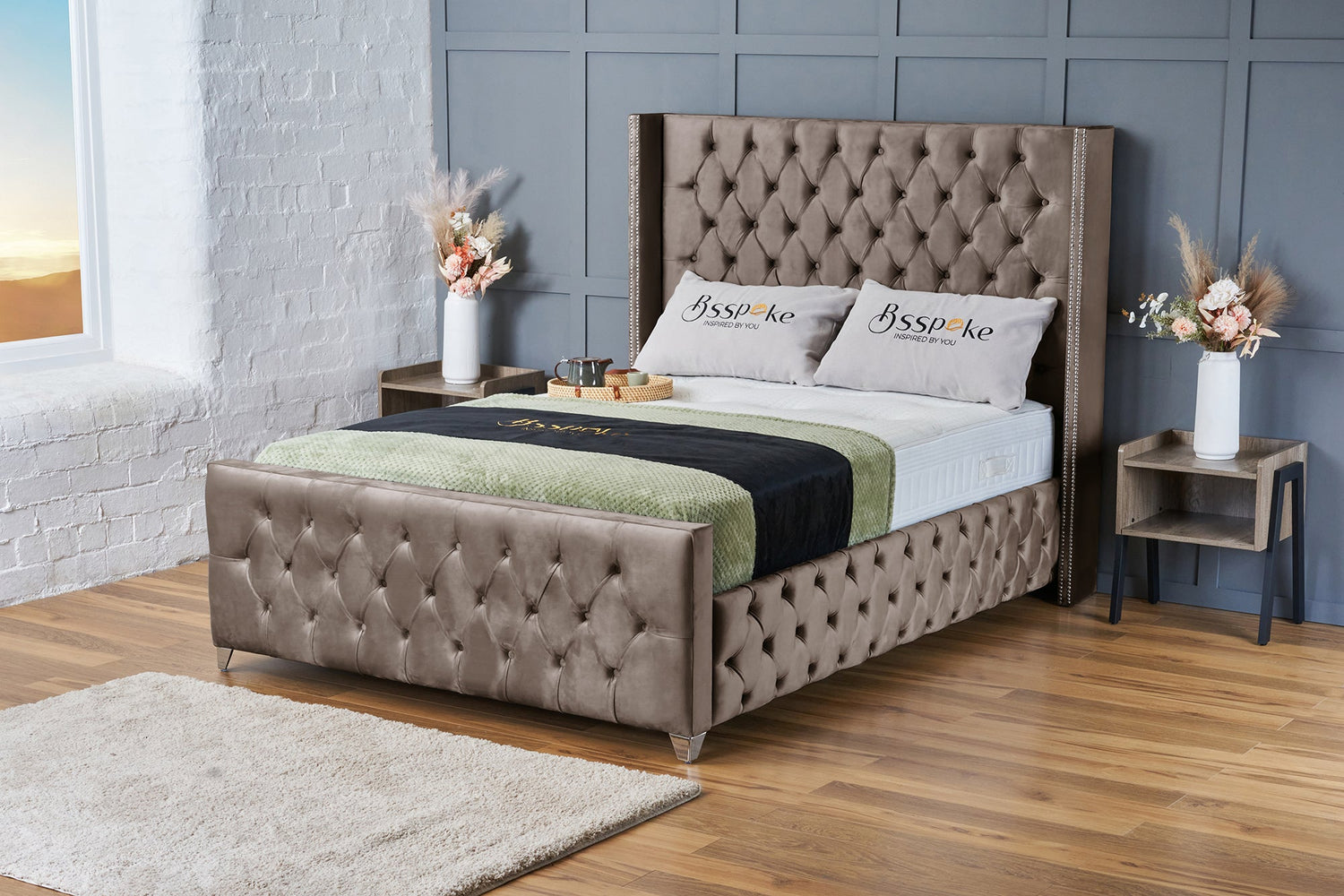 Mayfair Bed Frame Mink Plush
