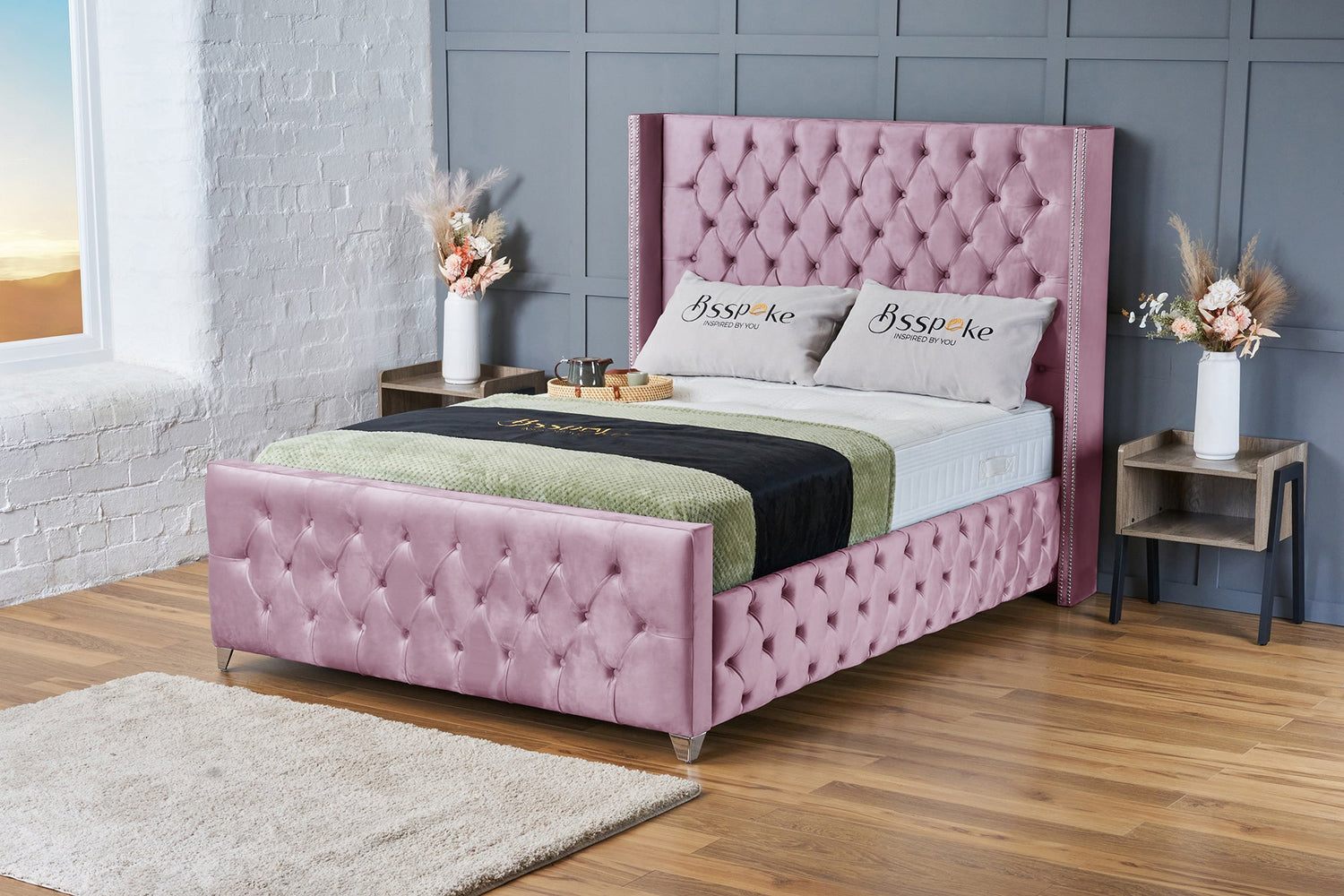 Mayfair Bed Frame Pink Plush