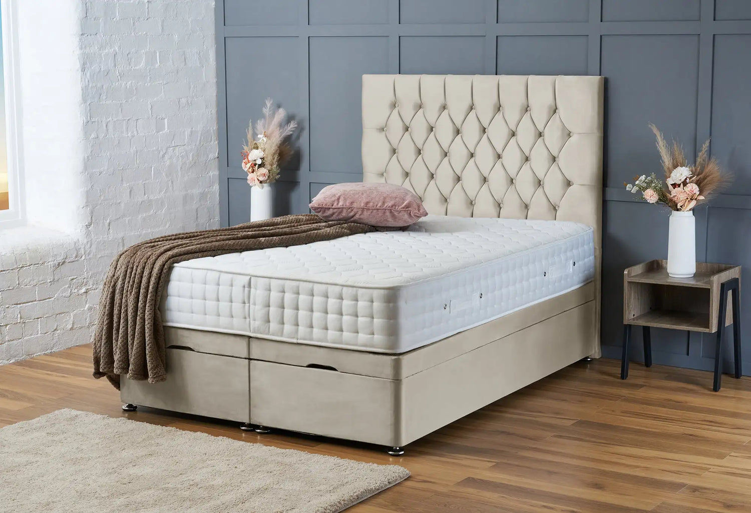 Mia Divan Ottoman cream Plush