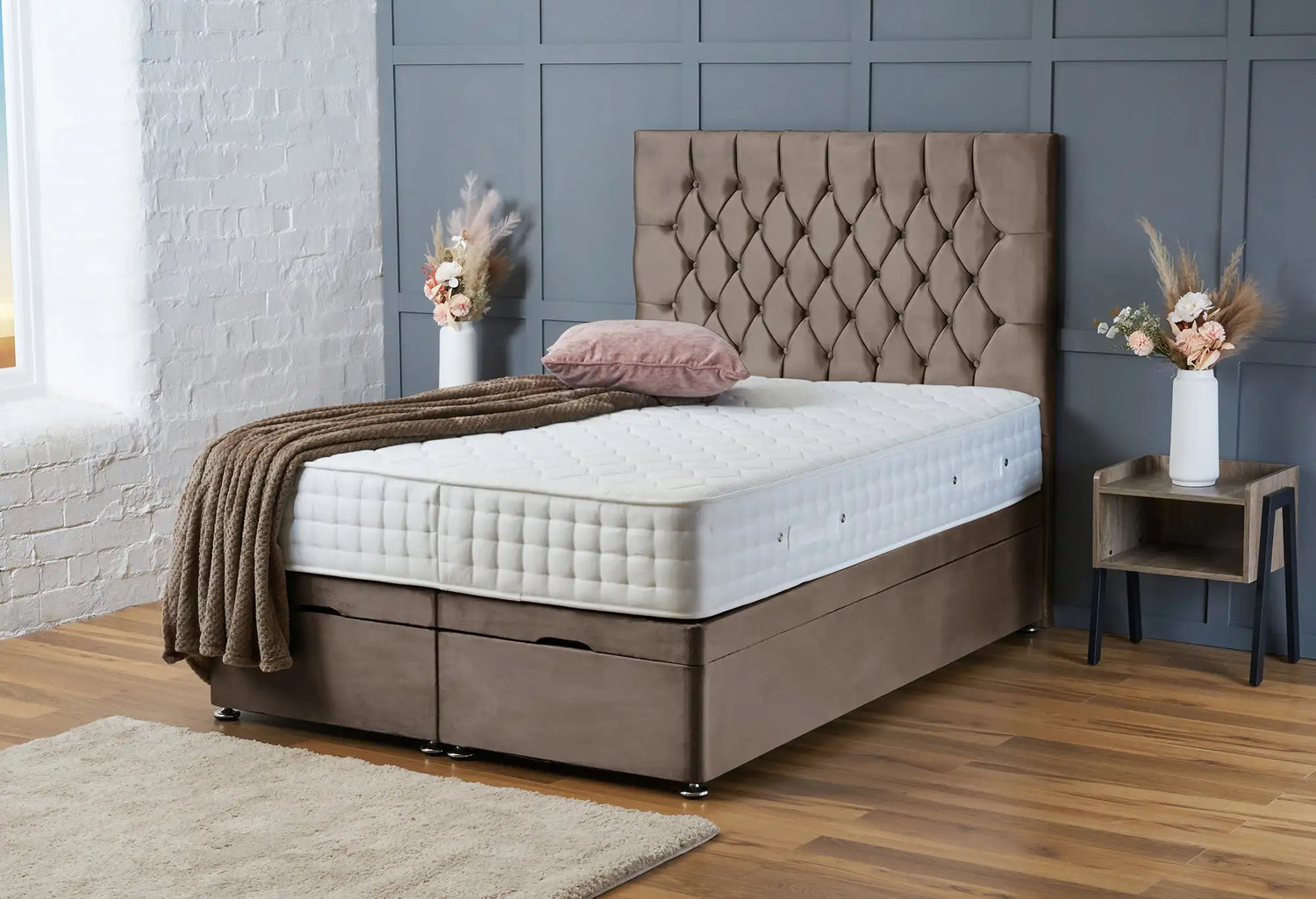 Mia Divan Ottoman Mink Plush