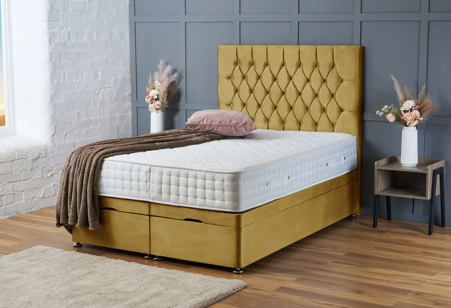 Mia Divan Ottoman Mustard Plush