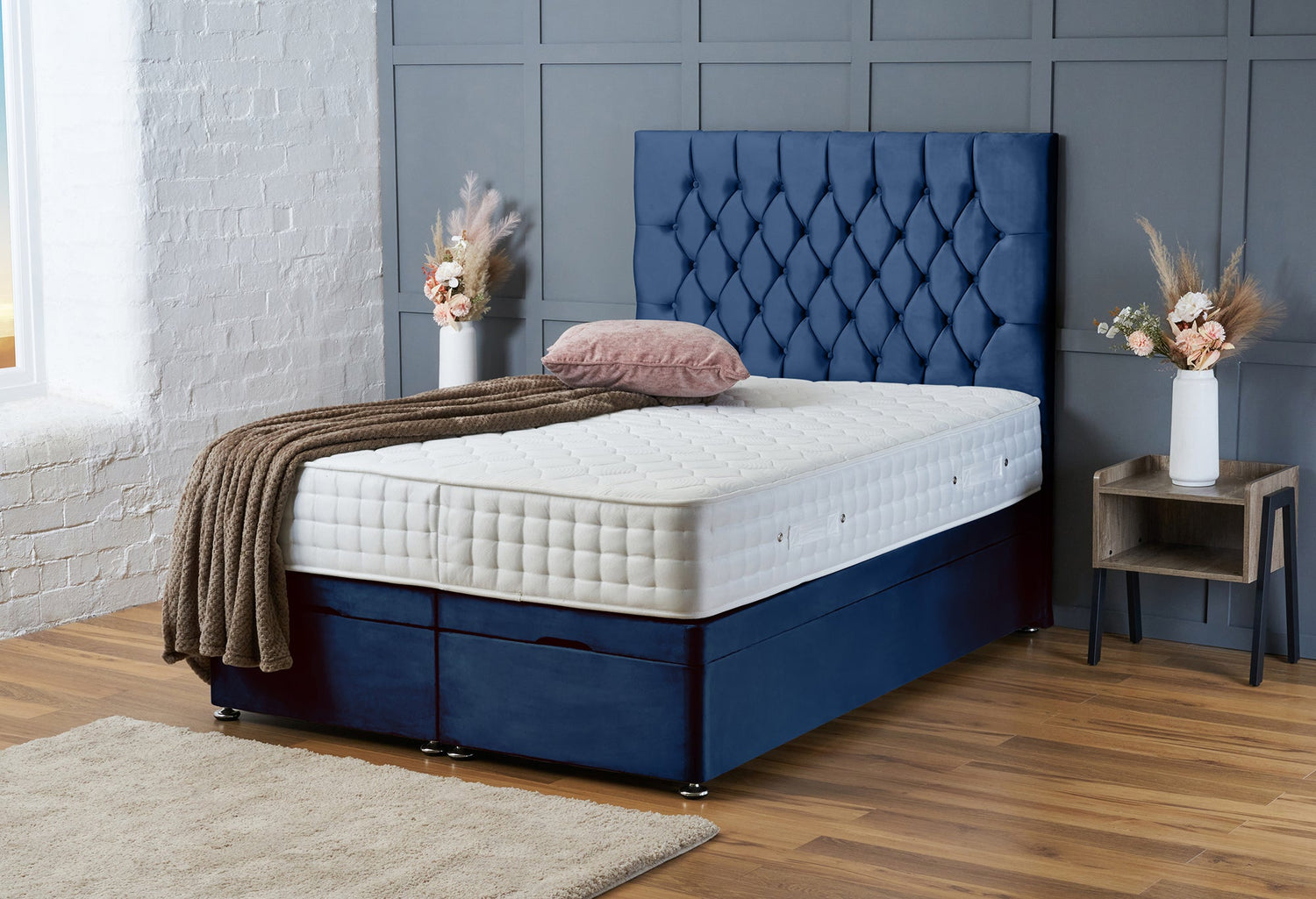 Mia Divan Ottoman Royal Blue Plush