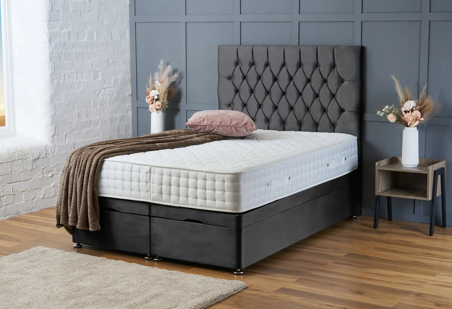 Mia Divan Ottoman Steel Plush