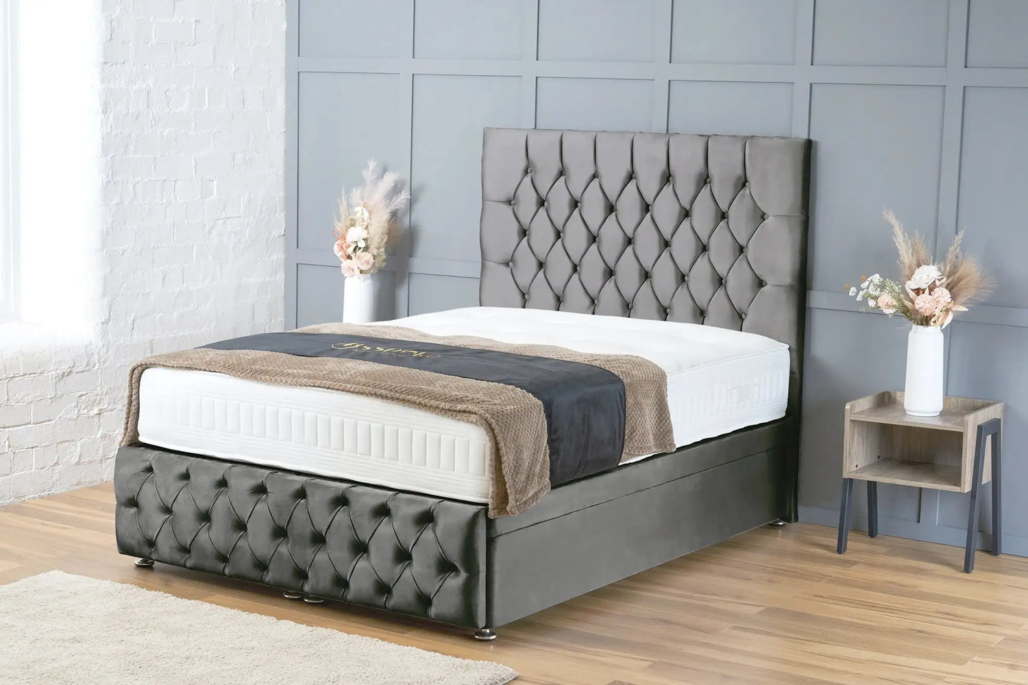 Mulberry Divan Ottoman Grey Plush