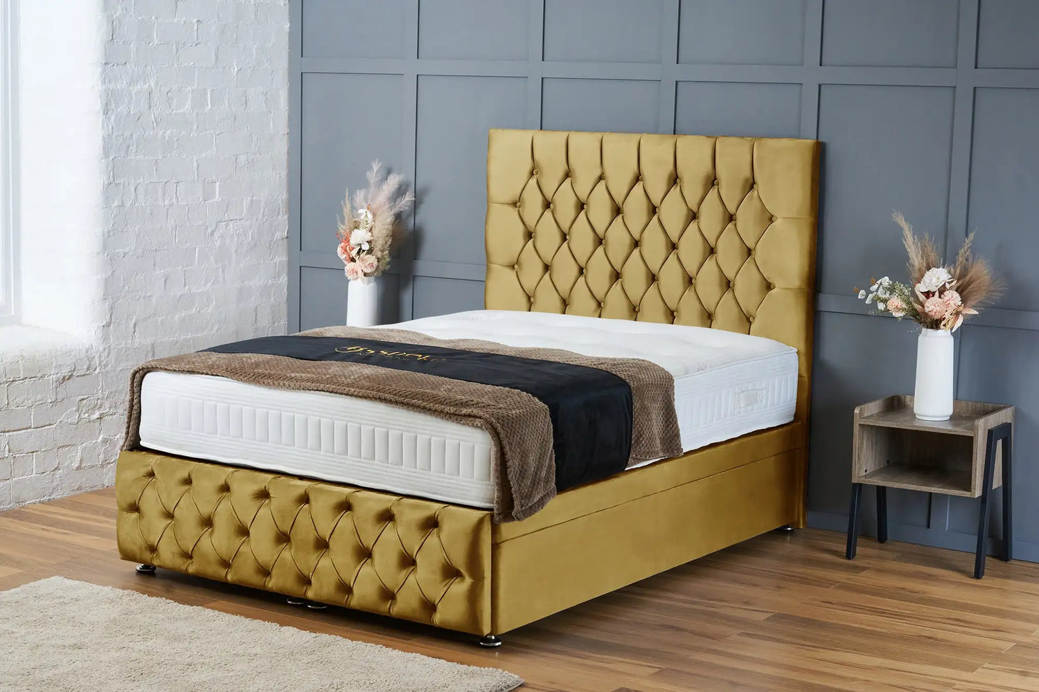Mulberry Divan Ottoman Mustard Plush