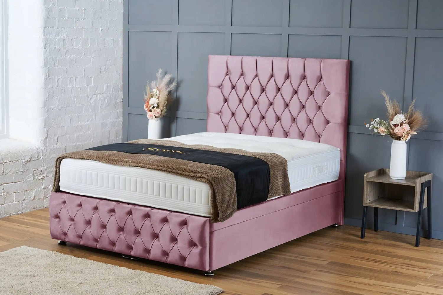 Mulberry Divan Ottoman Pink Plush