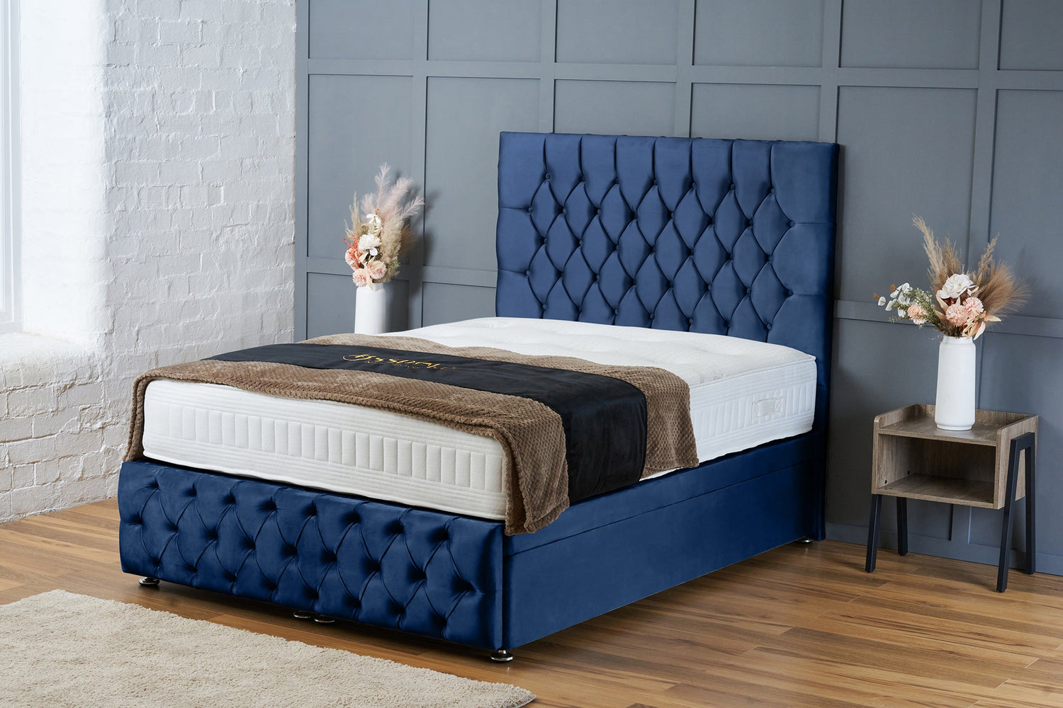 Mulberry Divan Ottoman Royal Blue Plush