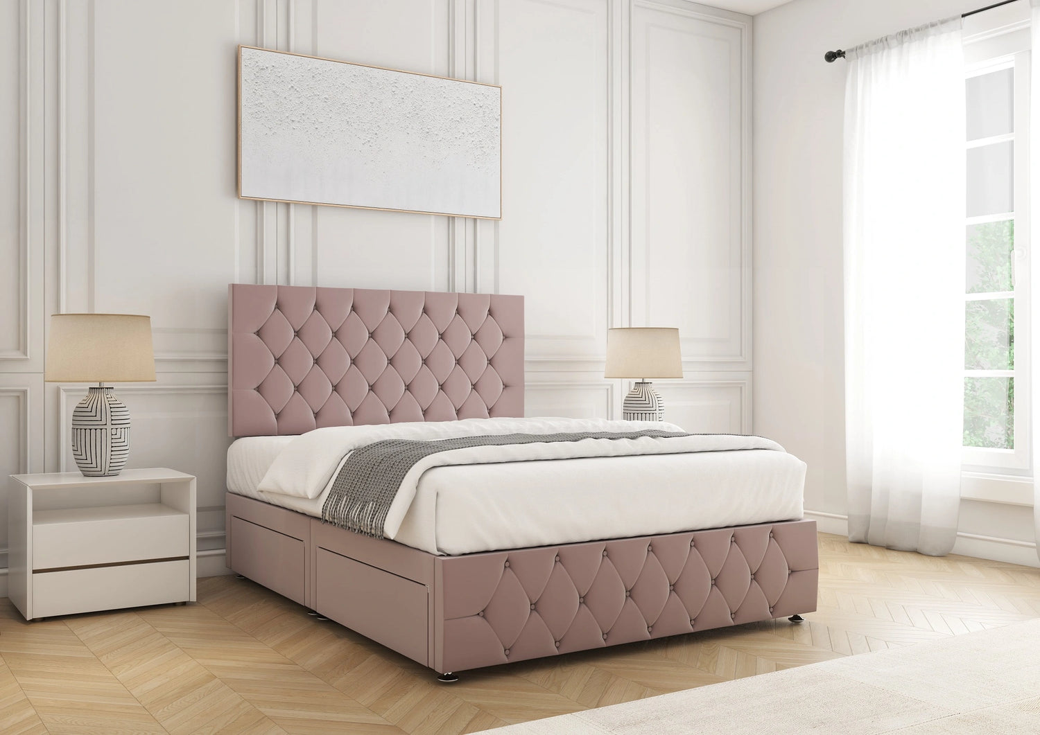 Mulberry Divan Bed Pink Plush