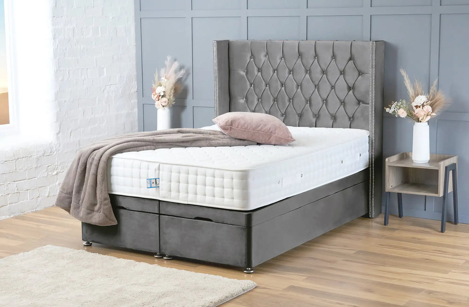 Olivia Divan Ottoman Grey Plush