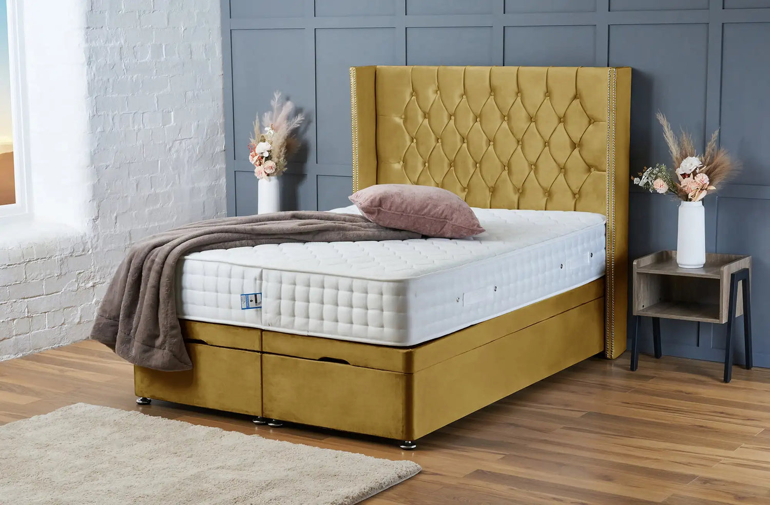 Olivia Divan Ottoman Mustard Plush