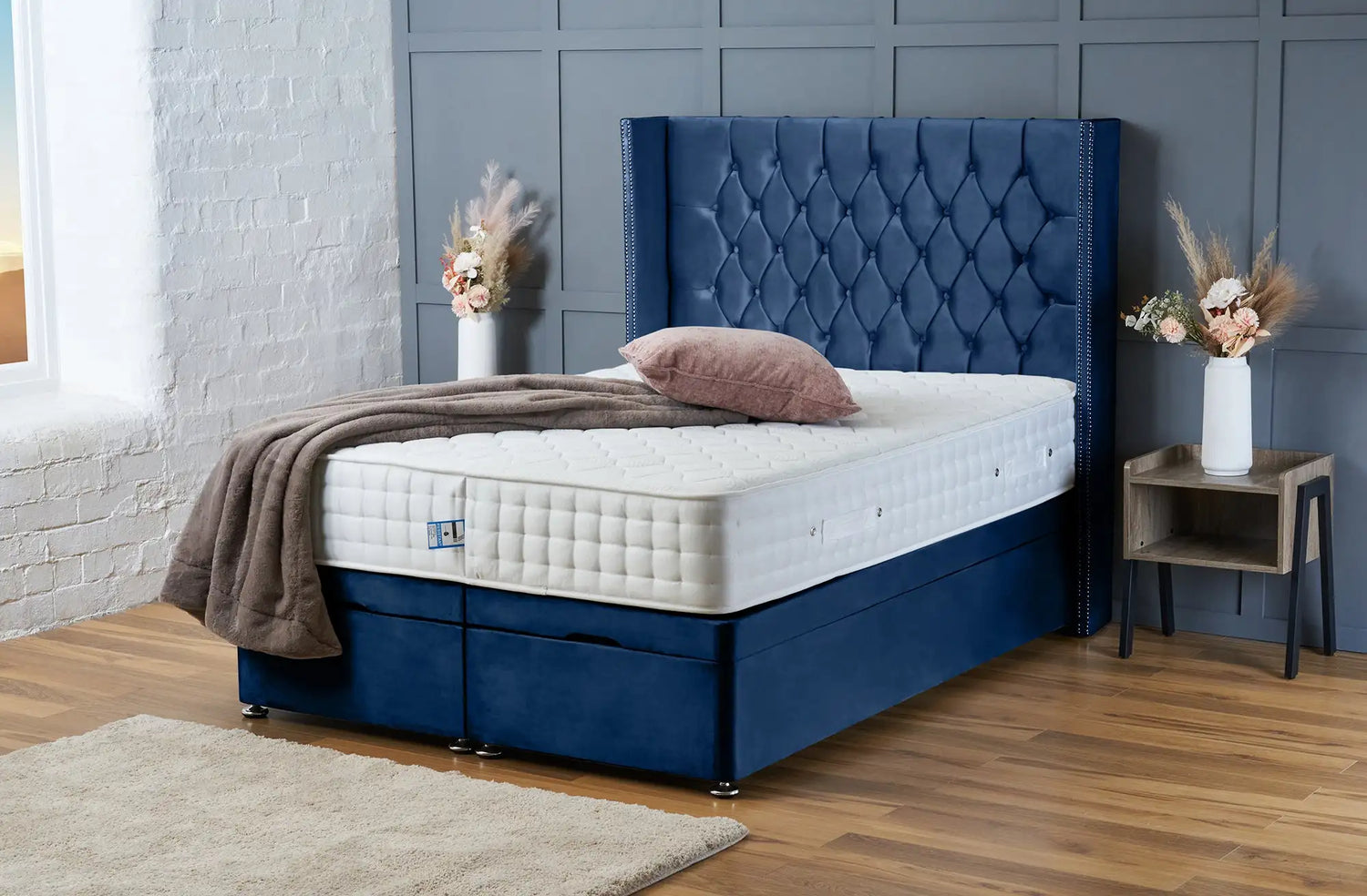 Olivia Divan Ottoman Royal Blue Plush