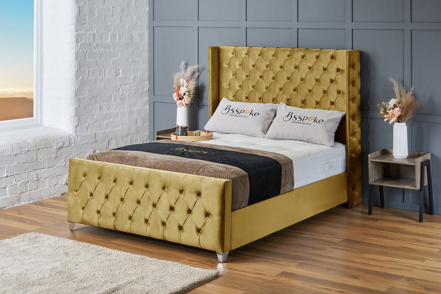 Ruby Bed Frame Mustard Plush