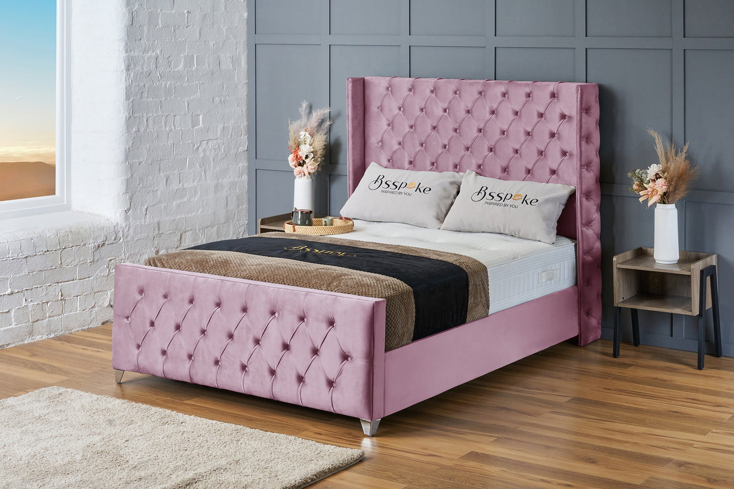 Ruby Bed Frame Pink Plush