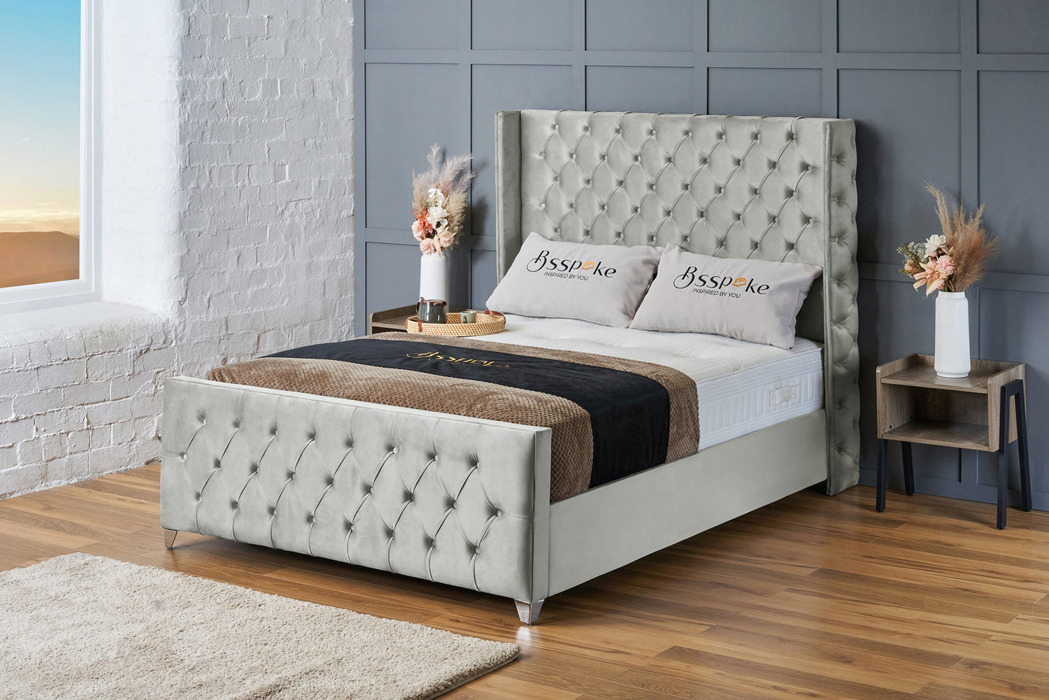 Ruby Bed Frame Silver Plush