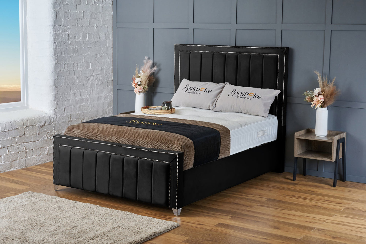 Zara Bed Frame Black Plush