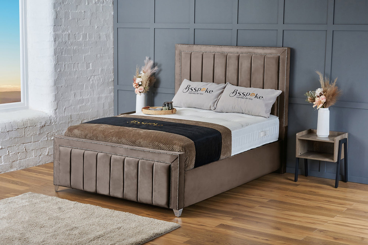 Zara Bed Frame Mink Plush