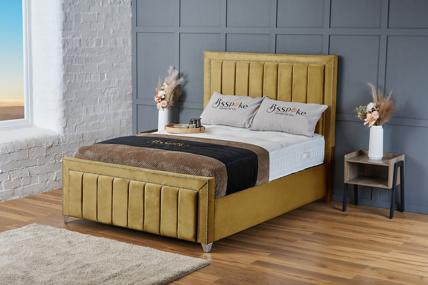 Zara Bed Frame Mustard Plush