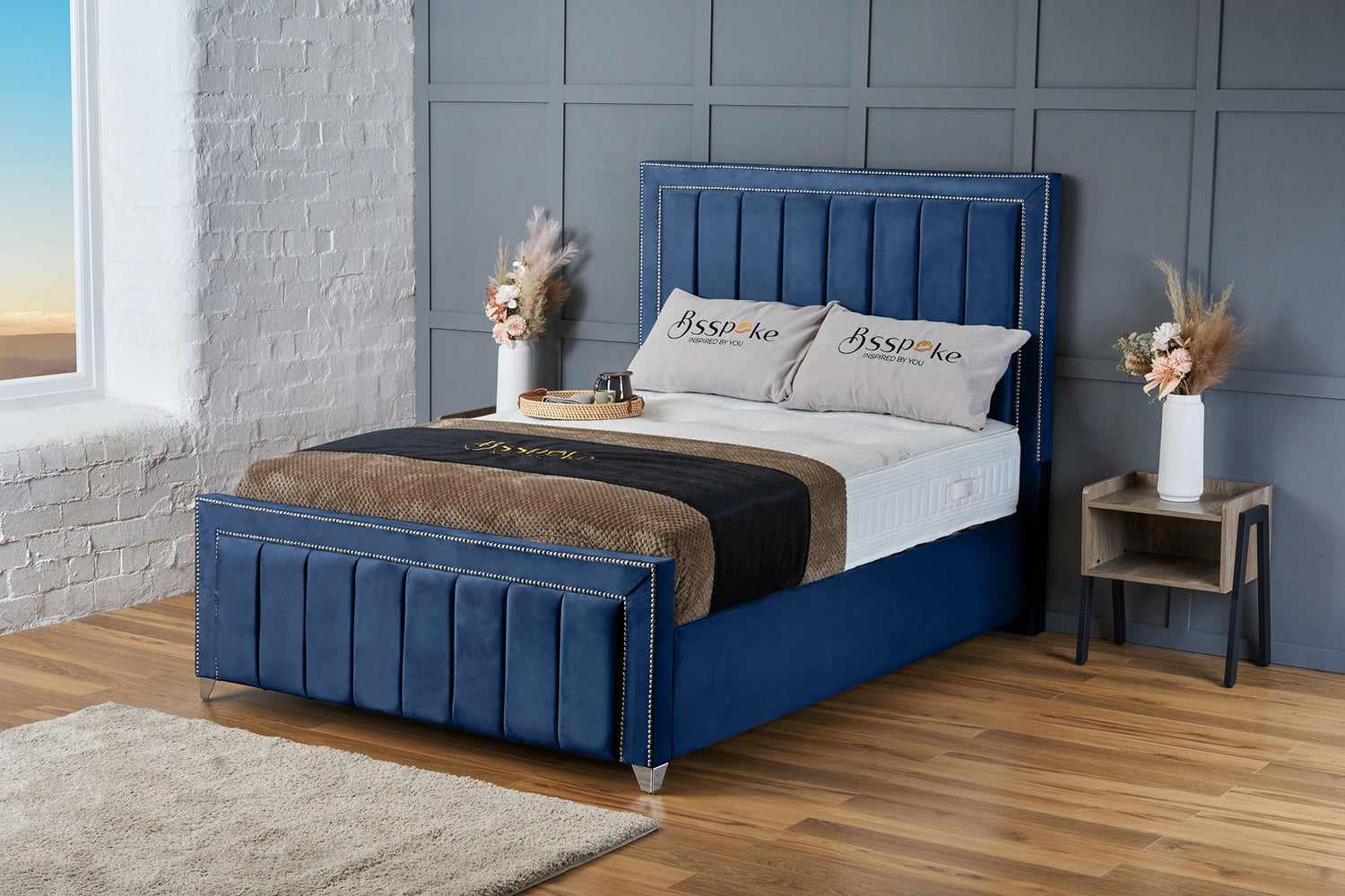Zara Bed Frame Royal Blue Plush
