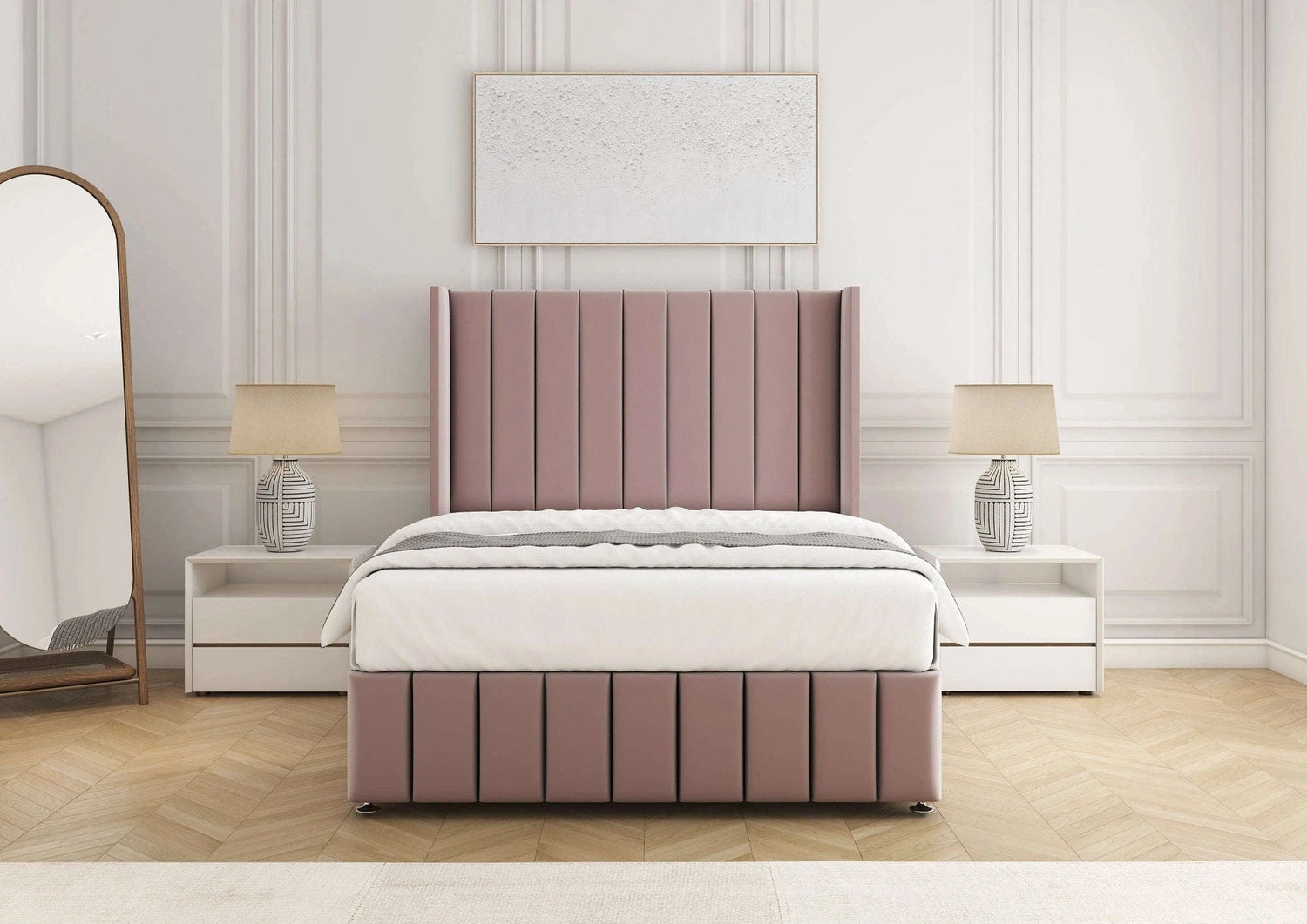 Zoe Upholstered Divan Bed – Pink Plush Velvet Bsspoke